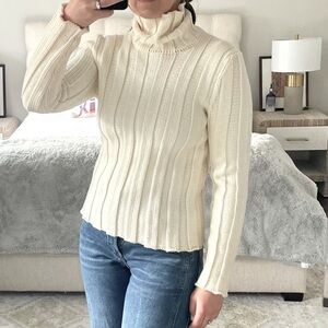 INTERMIX Cream Turtleneck Sweater